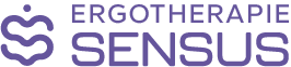 Querformatiges lila Logo der Ergotherapiepraxis SENSUS