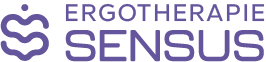 Querformatiges lila Logo der Ergotherapiepraxis SENSUS